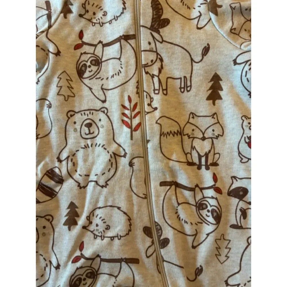 Wonder Nation Woodland Animal Footed Sleeper Newborn EUC Zip Pajamas